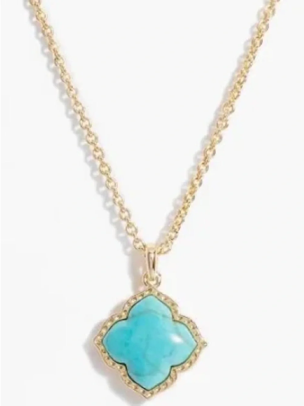 KENDRA SCOTT “MALLORY” GOLD PENDANT NECKLACE IN VARIEGATED TURQUOISE